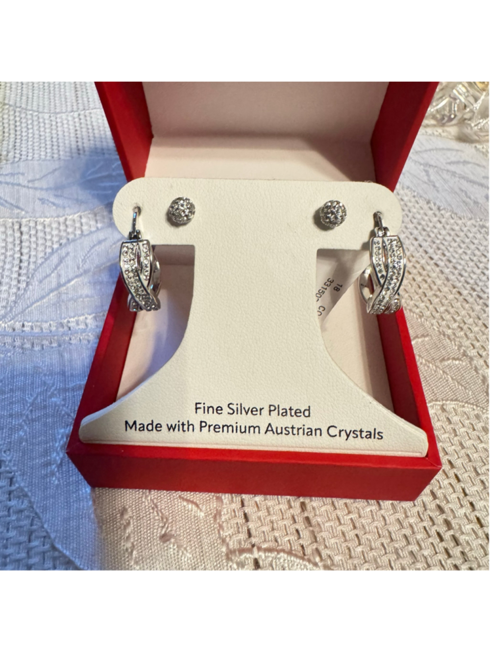Sophia James earring set 2 pr silver plated Austrian Crystals